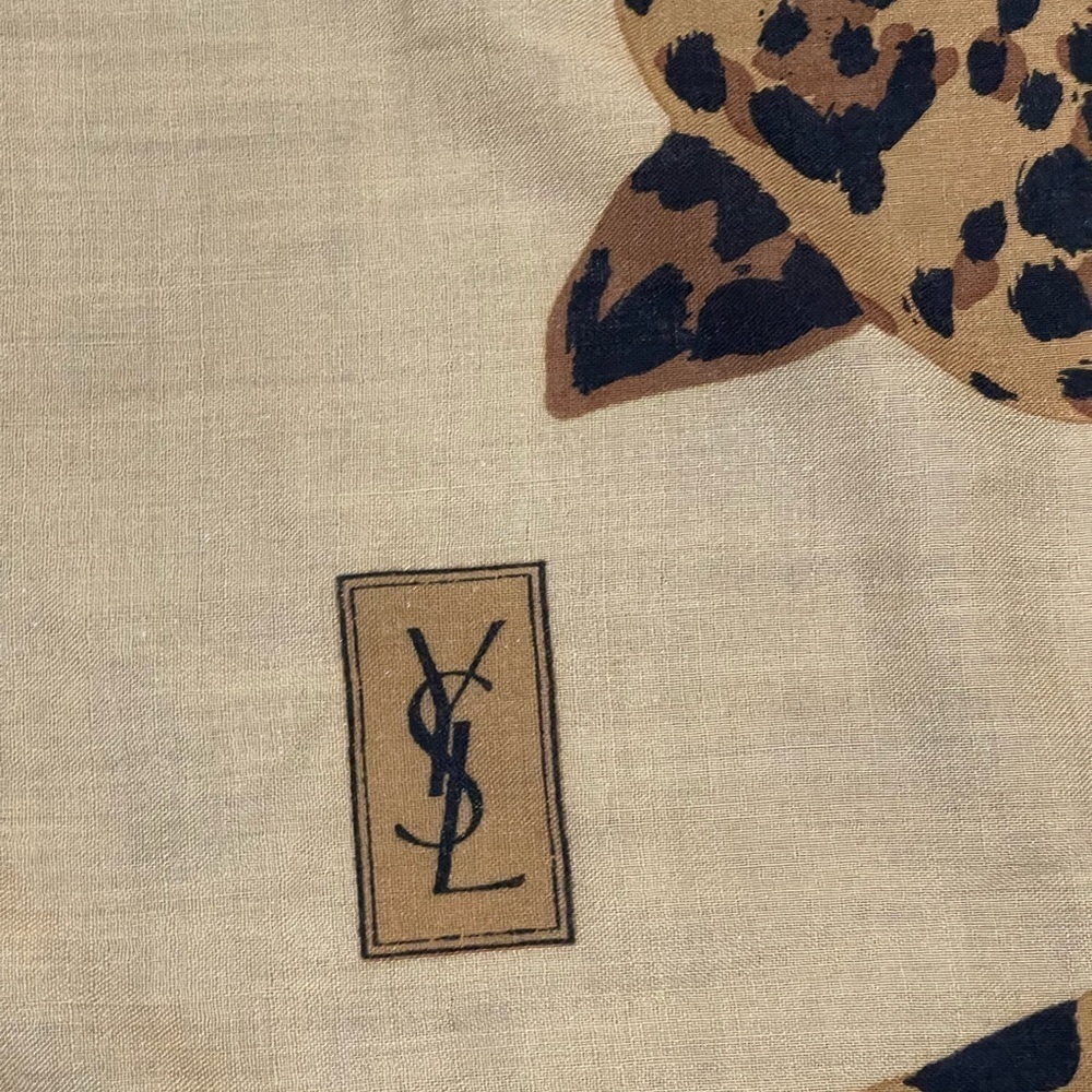 YVES SAINT LAURENT c.1980's YSL Oversized Tan Brown Leopard - Picture 5 of 10